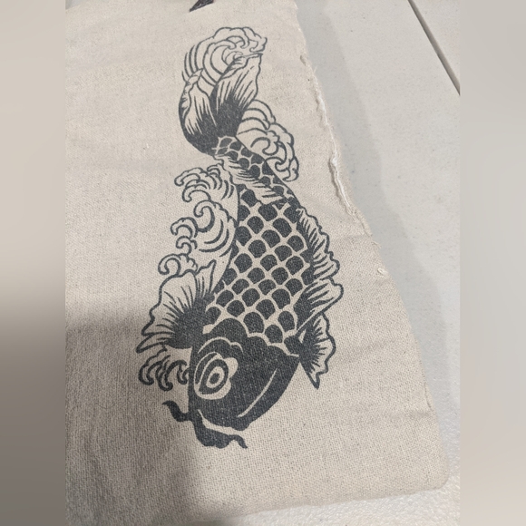 Vintage Rare Retro Chic Japanese Koi Fish Tote Book Bag Sack Travel School - Picture 5 of 9